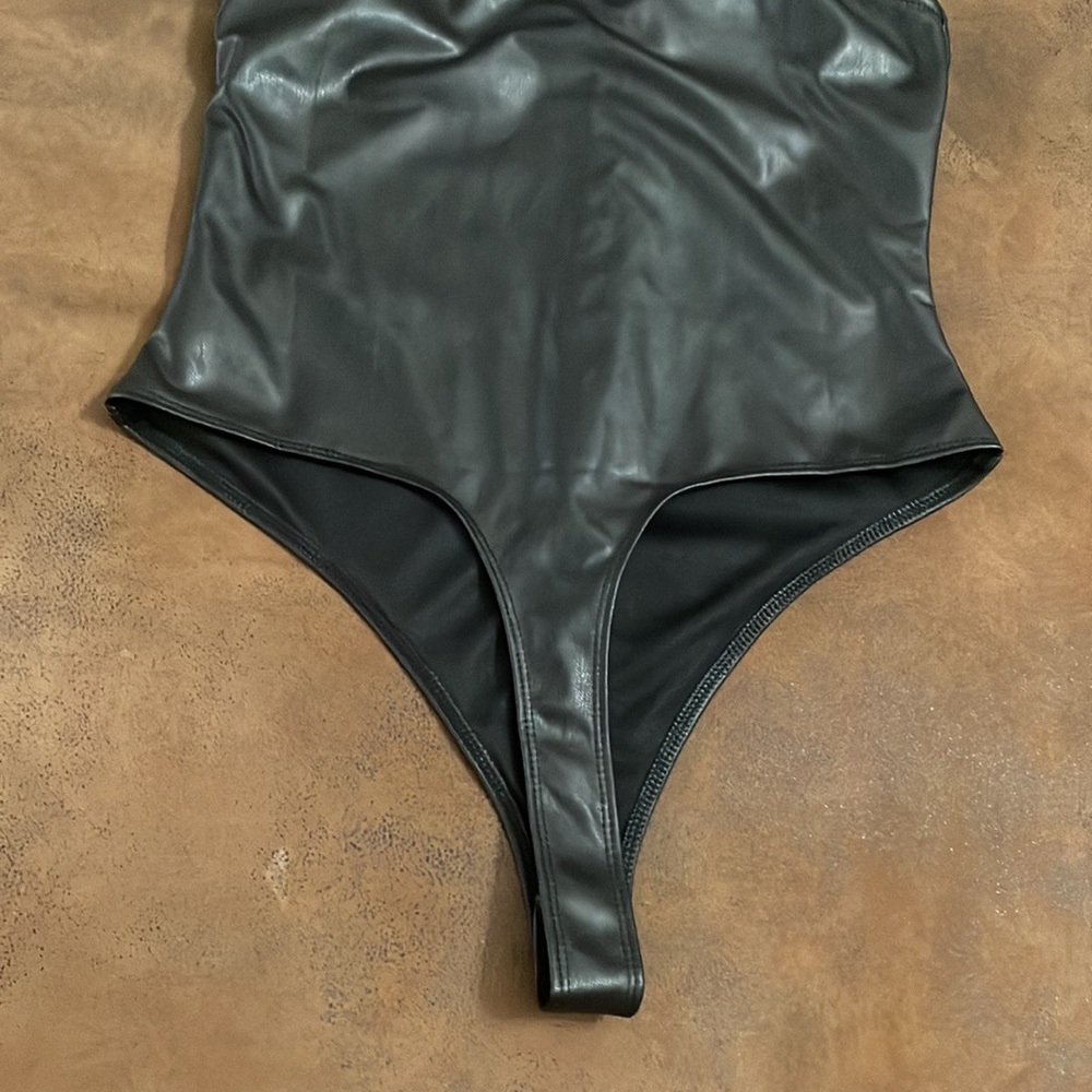 NWT Black Faux Leather Iris Bodysuit - Picture 9 of 12